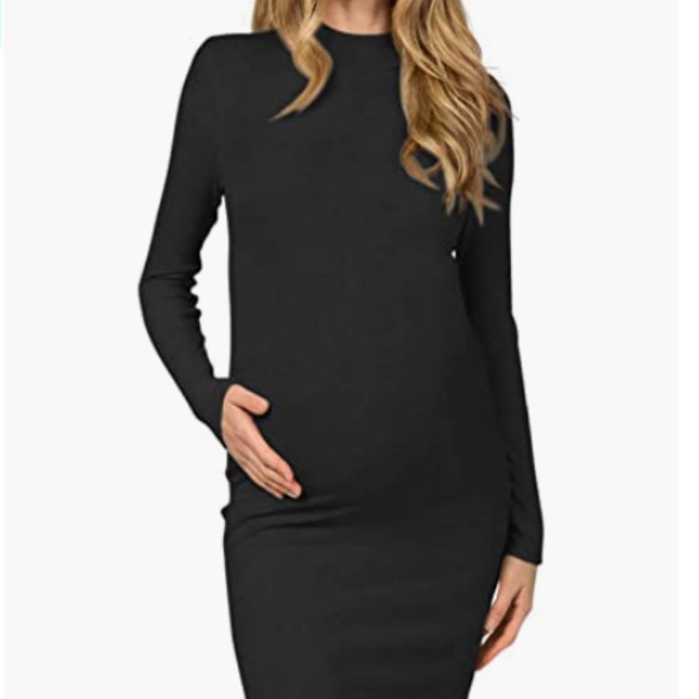 Moyabo Women's Maternity Long Sleeve Bodycon Dress